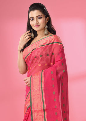 Fuchsia Pure Cotton Saree With Blouse Piece - Indian Silk House Agencies