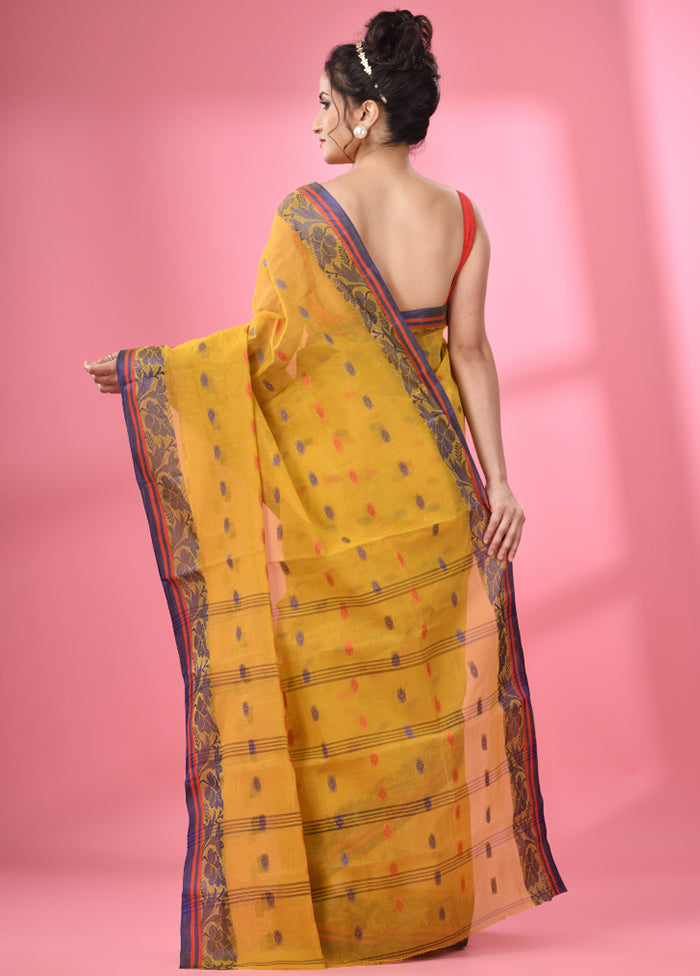 Mustard Pure Cotton Saree With Blouse Piece - Indian Silk House Agencies