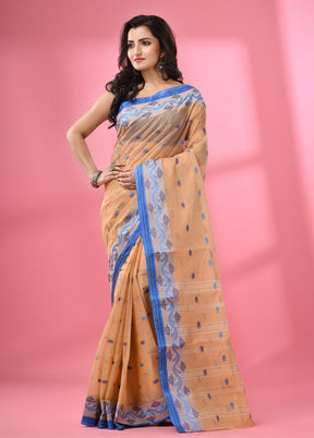 Beige Pure Cotton Saree With Blouse Piece - Indian Silk House Agencies