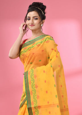 Yellow Pure Cotton Saree With Blouse Piece - Indian Silk House Agencies