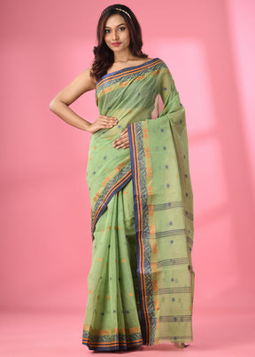 Green Pure Cotton Saree With Blouse Piece - Indian Silk House Agencies