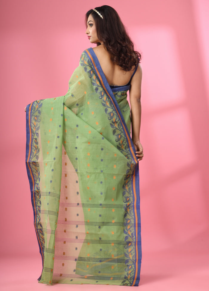 Green Pure Cotton Saree With Blouse Piece - Indian Silk House Agencies