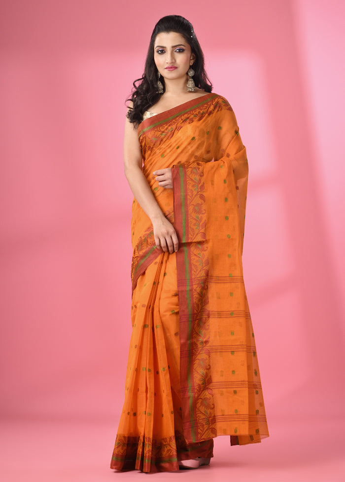 Orange Pure Cotton Saree With Blouse Piece - Indian Silk House Agencies