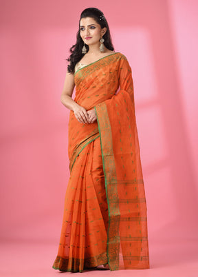 Orange Pure Cotton Saree With Blouse Piece - Indian Silk House Agencies