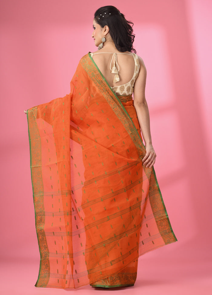 Orange Pure Cotton Saree With Blouse Piece - Indian Silk House Agencies