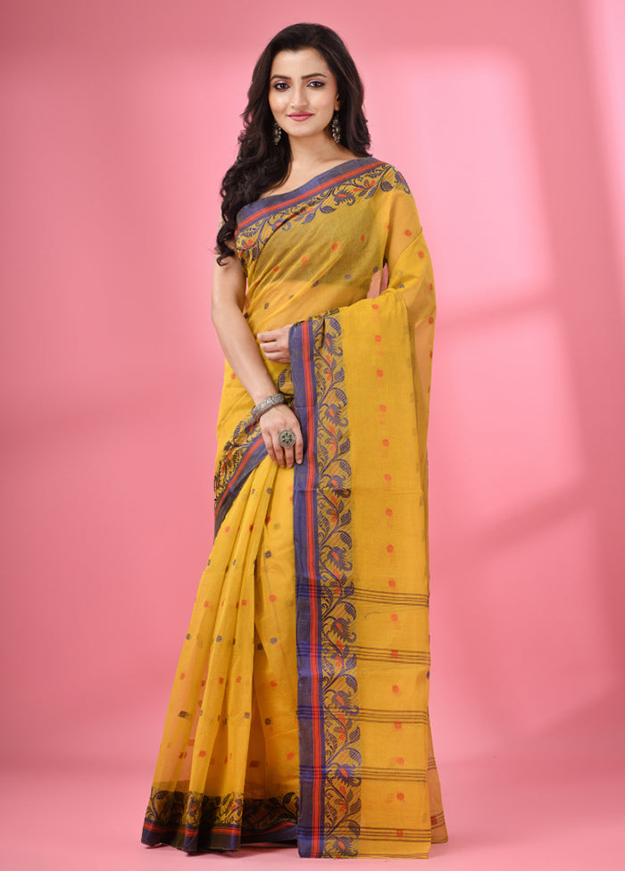 Mustard Pure Cotton Saree With Blouse Piece - Indian Silk House Agencies