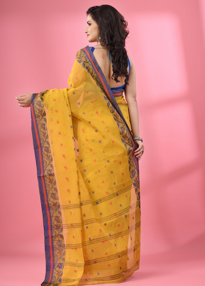 Mustard Pure Cotton Saree With Blouse Piece - Indian Silk House Agencies