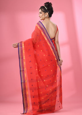 Red Pure Cotton Saree With Blouse Piece - Indian Silk House Agencies