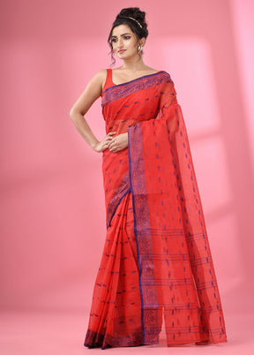 Red Pure Cotton Saree With Blouse Piece - Indian Silk House Agencies