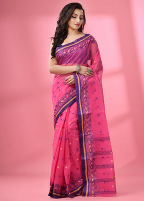 Violet Pure Cotton Saree With Blouse Piece - Indian Silk House Agencies