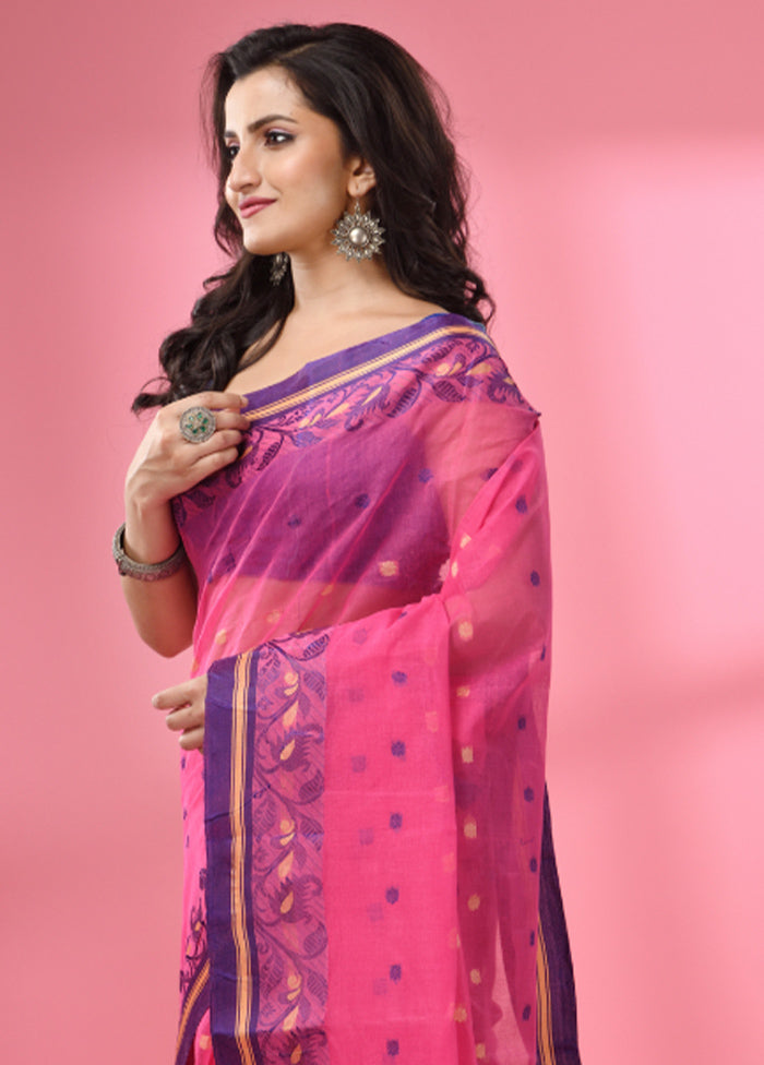 Violet Pure Cotton Saree With Blouse Piece - Indian Silk House Agencies