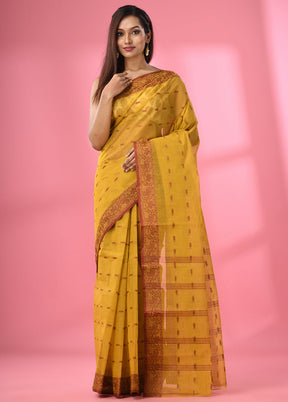 Mustard Pure Cotton Saree With Blouse Piece - Indian Silk House Agencies