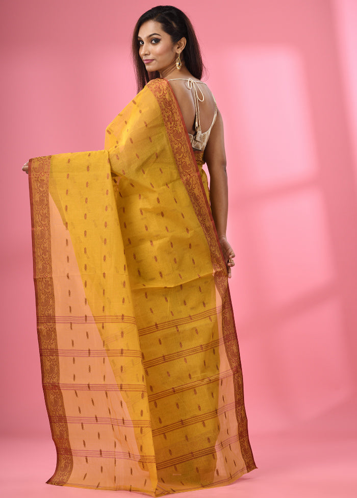 Mustard Pure Cotton Saree With Blouse Piece - Indian Silk House Agencies