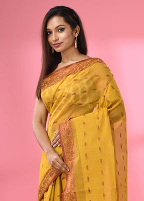 Mustard Pure Cotton Saree With Blouse Piece - Indian Silk House Agencies