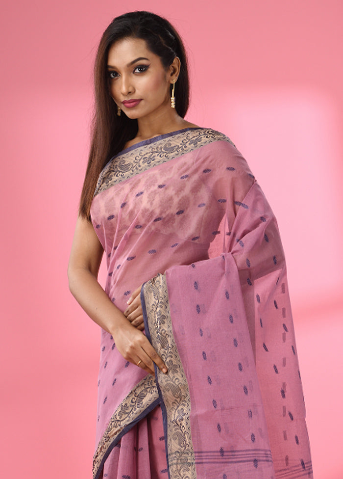 Mauve Pure Cotton Saree With Blouse Piece - Indian Silk House Agencies