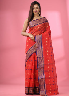 Red Pure Cotton Saree With Blouse Piece - Indian Silk House Agencies