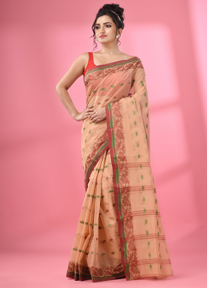 Beige Pure Cotton Saree With Blouse Piece - Indian Silk House Agencies