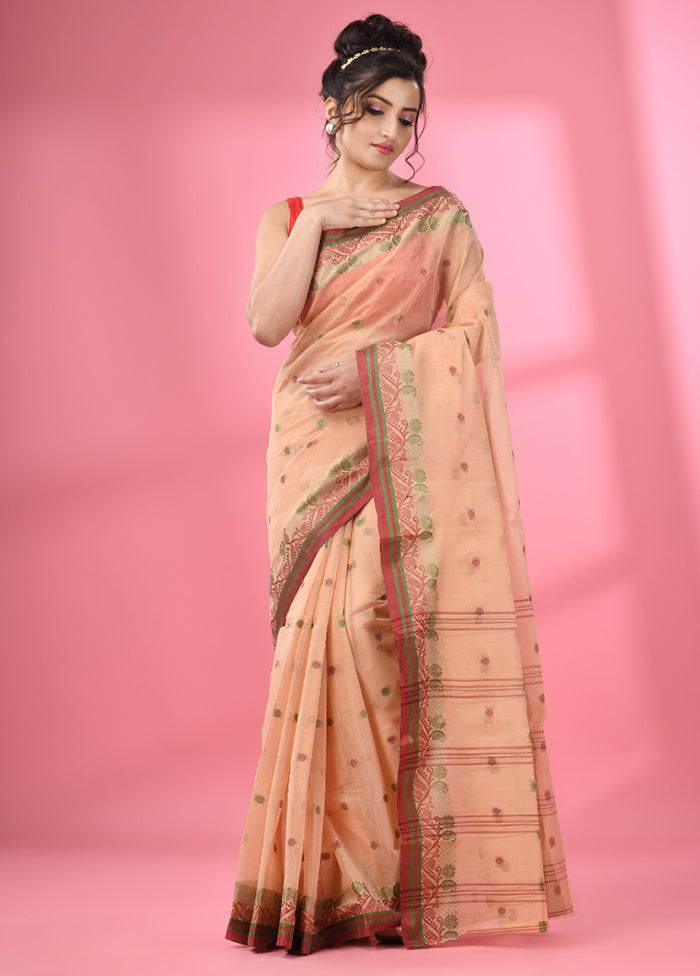 Beige Pure Cotton Saree With Blouse Piece - Indian Silk House Agencies