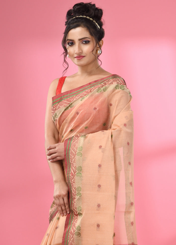 Beige Pure Cotton Saree With Blouse Piece - Indian Silk House Agencies