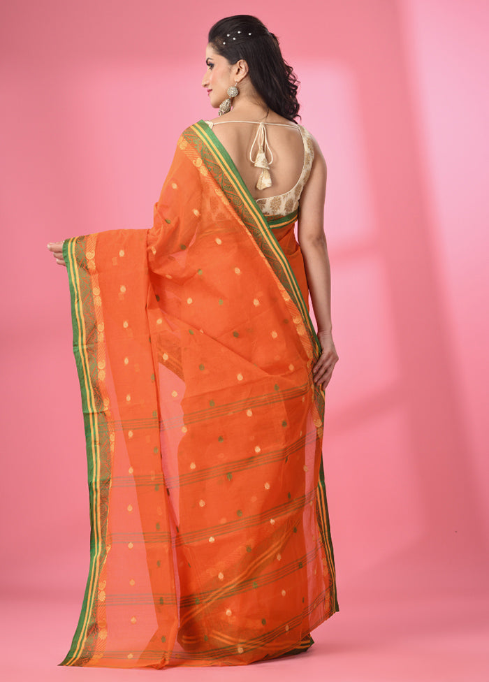 Orange Pure Cotton Saree With Blouse Piece - Indian Silk House Agencies