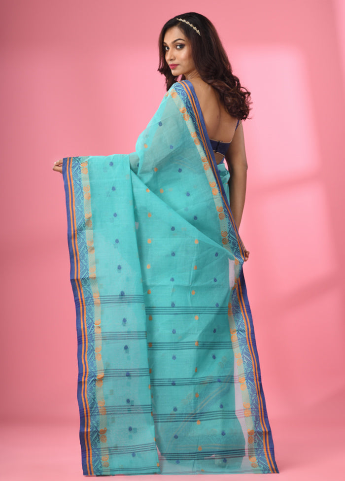 Sea Green Pure Cotton Saree With Blouse Piece - Indian Silk House Agencies