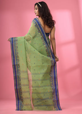 Green Pure Cotton Saree With Blouse Piece - Indian Silk House Agencies