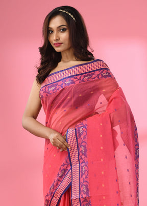 Pink Pure Cotton Saree With Blouse Piece - Indian Silk House Agencies