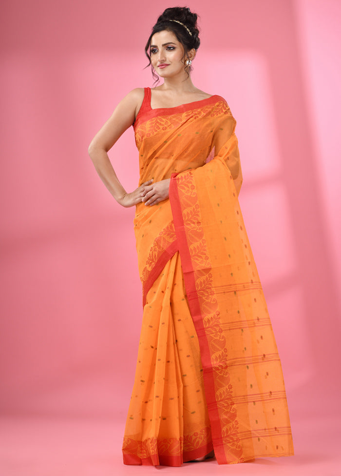 Yellow Pure Cotton Saree With Blouse Piece - Indian Silk House Agencies