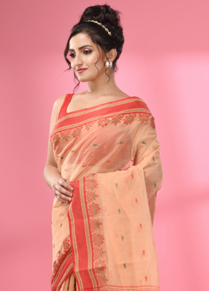 Beige Pure Cotton Saree With Blouse Piece - Indian Silk House Agencies