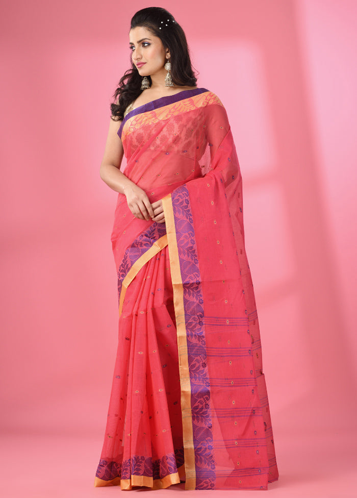 Fuchsia Pure Cotton Saree With Blouse Piece - Indian Silk House Agencies