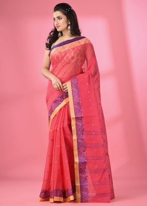 Fuchsia Pure Cotton Saree With Blouse Piece - Indian Silk House Agencies