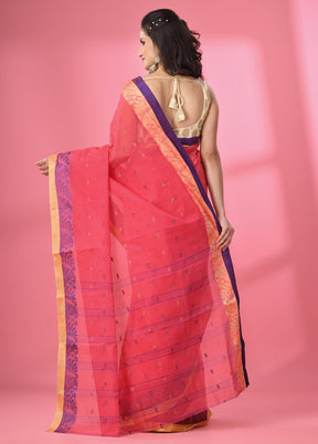 Fuchsia Pure Cotton Saree With Blouse Piece - Indian Silk House Agencies