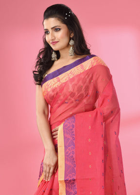 Fuchsia Pure Cotton Saree With Blouse Piece - Indian Silk House Agencies