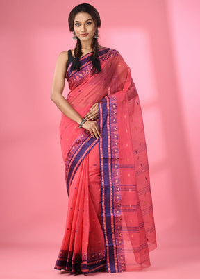 Pink Pure Cotton Saree With Blouse Piece - Indian Silk House Agencies