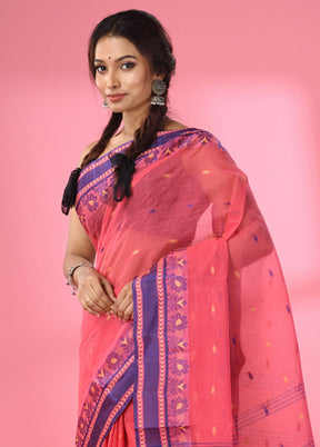 Pink Pure Cotton Saree With Blouse Piece - Indian Silk House Agencies