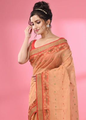 Beige Pure Cotton Saree With Blouse Piece - Indian Silk House Agencies