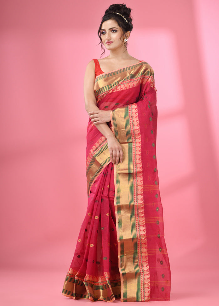 Fuchsia Pure Cotton Saree With Blouse Piece - Indian Silk House Agencies