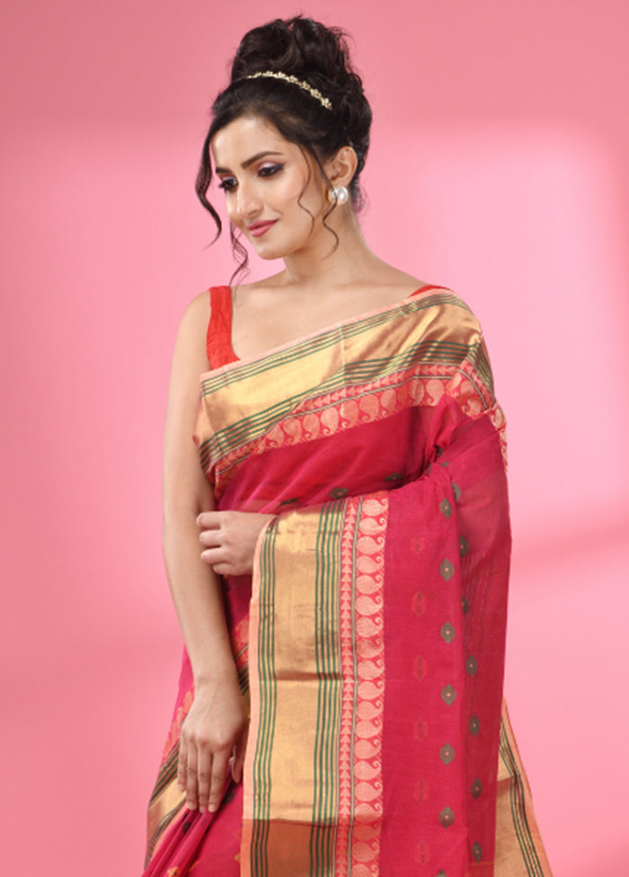 Fuchsia Pure Cotton Saree With Blouse Piece - Indian Silk House Agencies