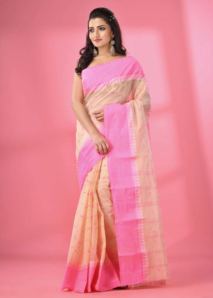 Beige Pure Cotton Saree With Blouse Piece - Indian Silk House Agencies