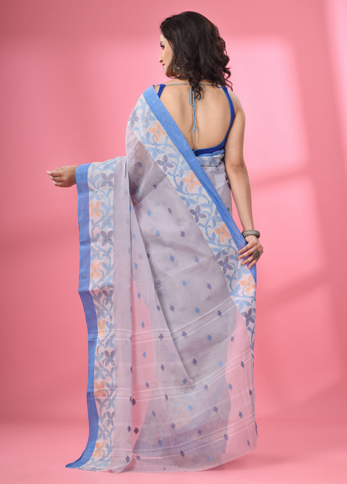 Grey Pure Cotton Saree With Blouse Piece - Indian Silk House Agencies