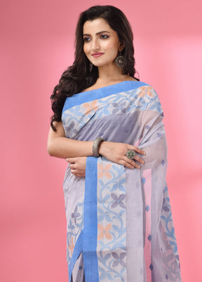 Grey Pure Cotton Saree With Blouse Piece - Indian Silk House Agencies