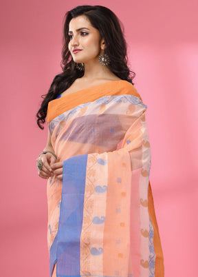 Peach Pure Cotton Saree With Blouse Piece - Indian Silk House Agencies