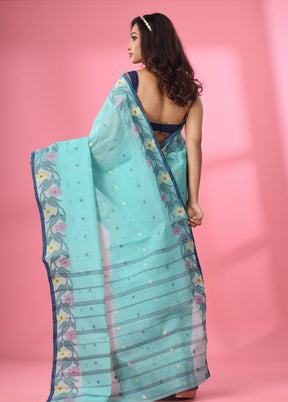 Sea Green Pure Cotton Saree With Blouse Piece - Indian Silk House Agencies