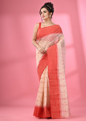 Cream Pure Cotton Saree With Blouse Piece - Indian Silk House Agencies