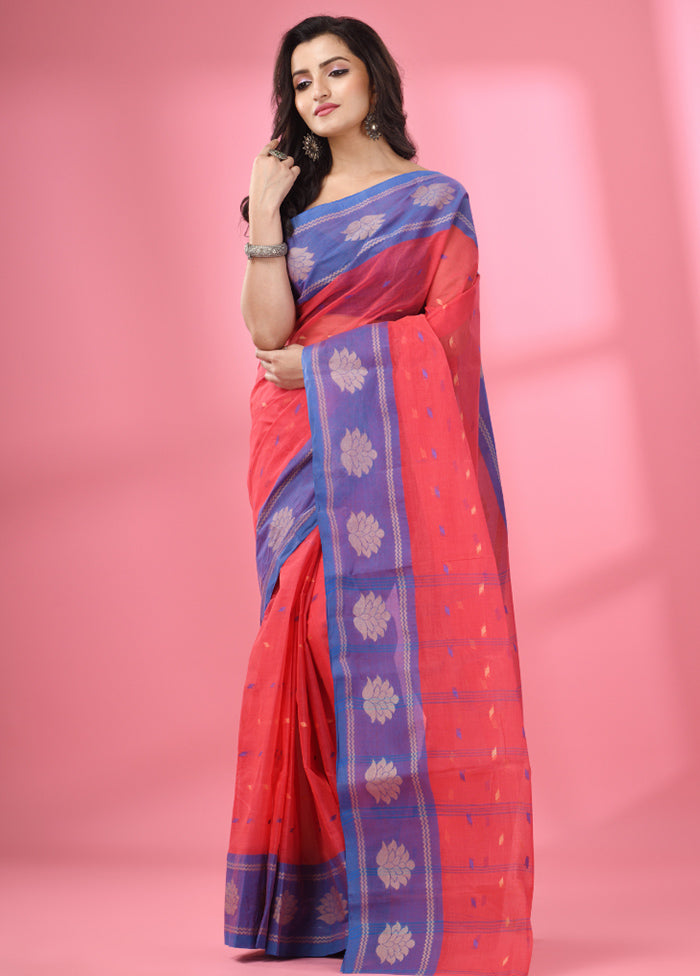 Pink Pure Cotton Saree With Blouse Piece - Indian Silk House Agencies