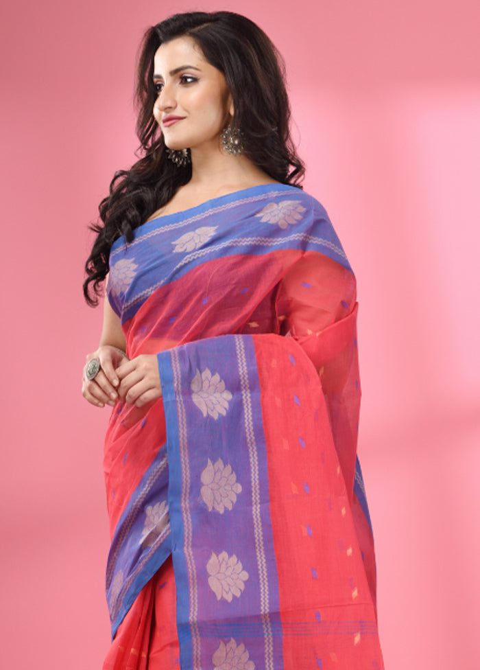 Pink Pure Cotton Saree With Blouse Piece - Indian Silk House Agencies