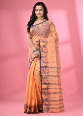 Peach Pure Cotton Saree With Blouse Piece - Indian Silk House Agencies