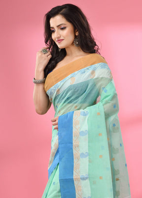 Sea Green Pure Cotton Saree With Blouse Piece - Indian Silk House Agencies