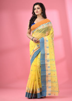 Yellow Pure Cotton Saree With Blouse Piece - Indian Silk House Agencies