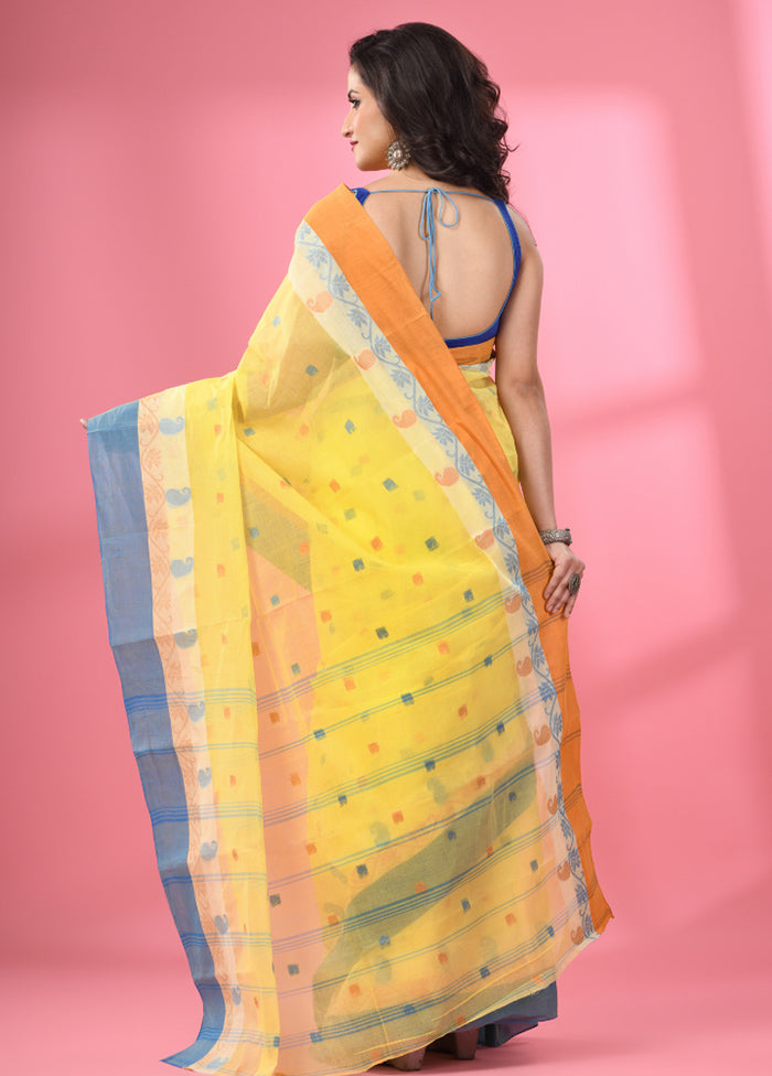 Yellow Pure Cotton Saree With Blouse Piece - Indian Silk House Agencies